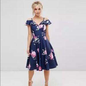 Floral Cold Shoulder Dress
